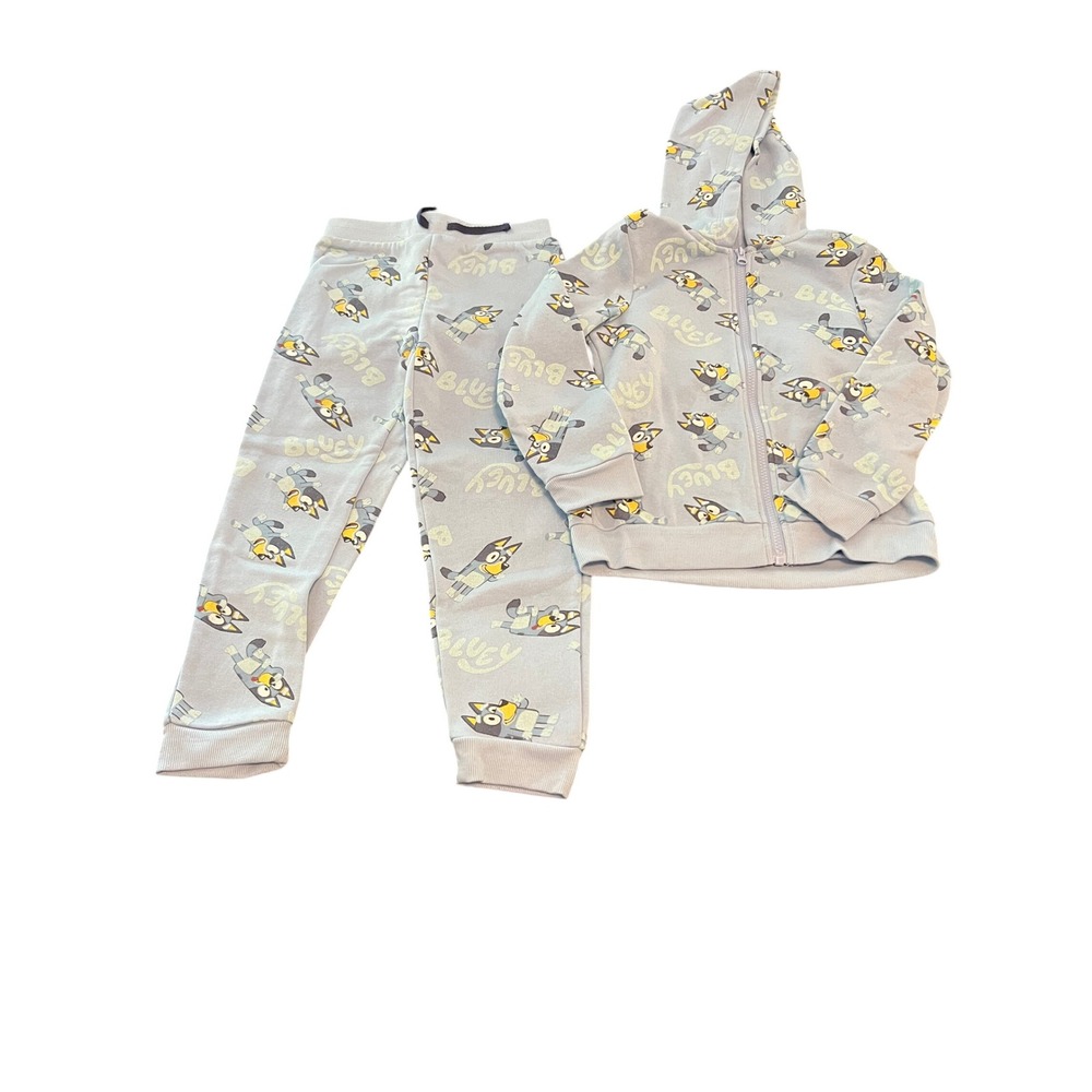 Bluey‎ Girls Boys Fleece Hoodie and Joggers Tracksuit Set Light Blue Size 6